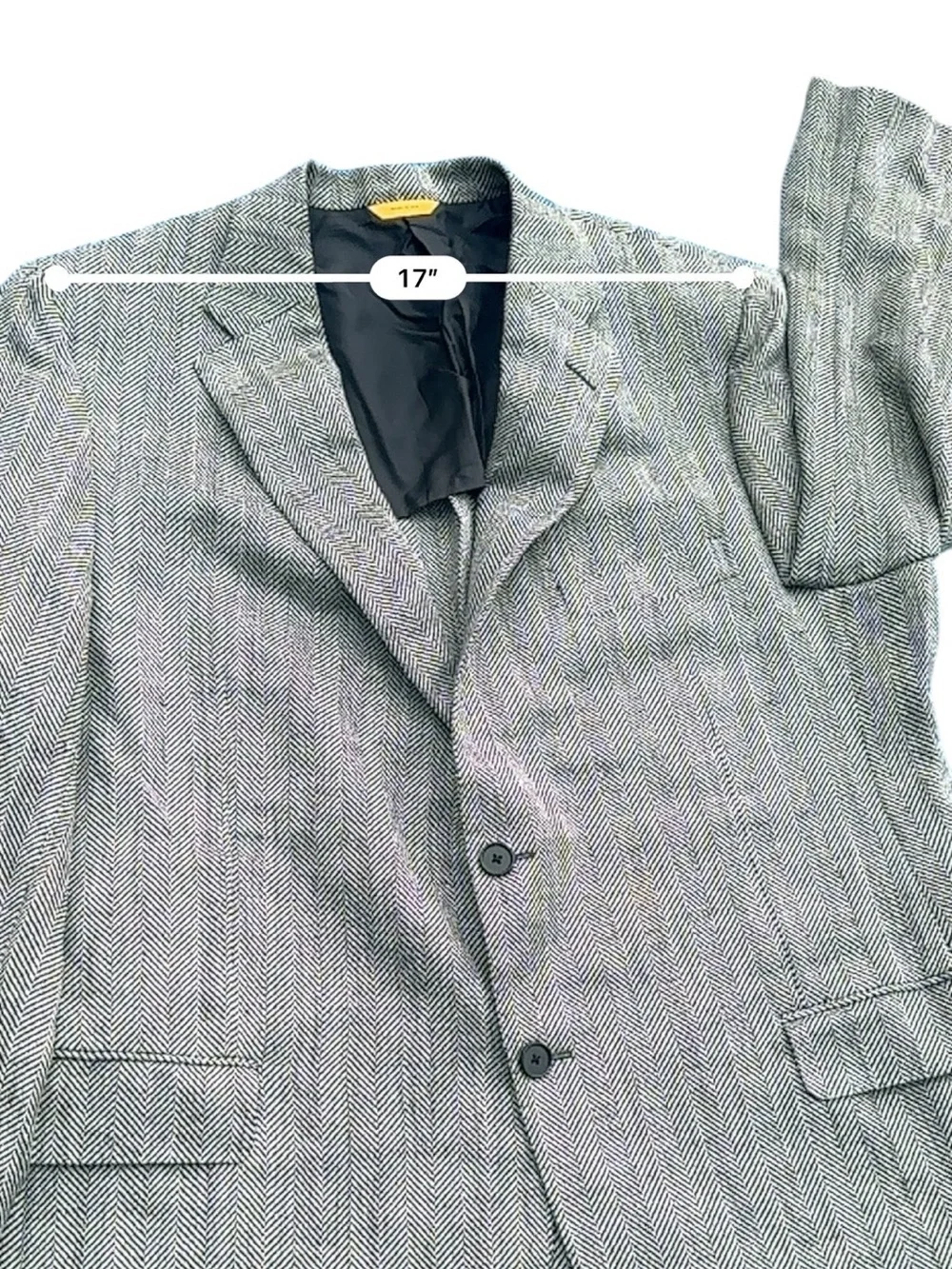 Hickey Freeman 44R Black Gray Sport Coat Blazer Houndstooth USA Made